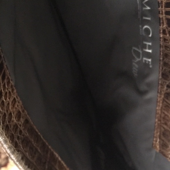 MICHE Women’s Bag Outer Shell Large Shiny Glossy Red Caramel Brown - Picture 11 of 13